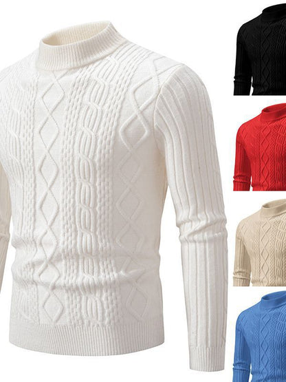 Herren Rollkragenpullover Strukturiert Rippmuster Modern - BerlinGlamour