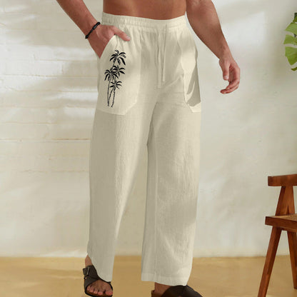 Herren Leinenhose Bequem Sommerlich mit Kordelzug