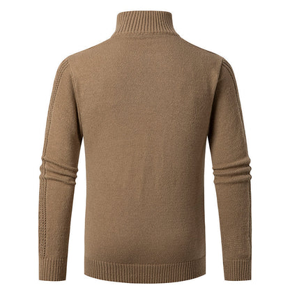 Herren Strickpullover Zopfmuster Hochkragen Modisch Grau