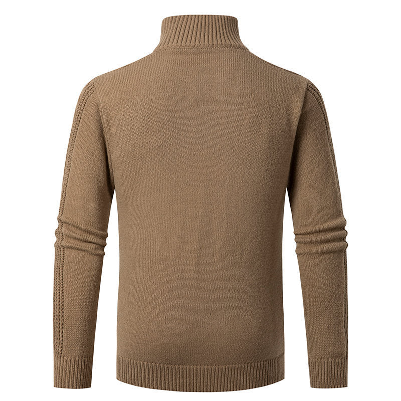 Herren Strickpullover Hochkragen Zopfmuster Schlicht Modern