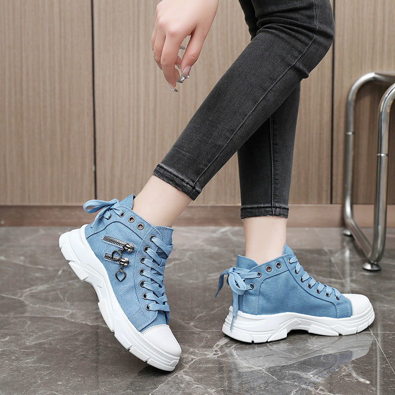 Damen Sneaker High-Top Reißverschluss Robust Sportlich