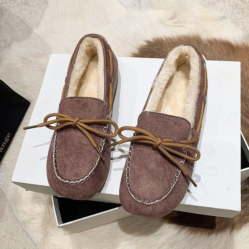 Damen Mokassins Warmfutter Modisch Schnüren