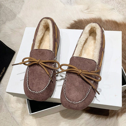 Damen Mokassins Warmfutter Modisch Schnüren