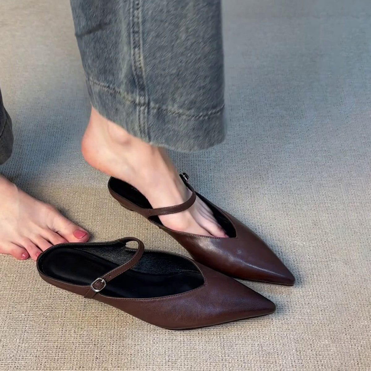 Damen Slingback Schuhe Elegante Spitze Ballerinas - BerlinGlamour