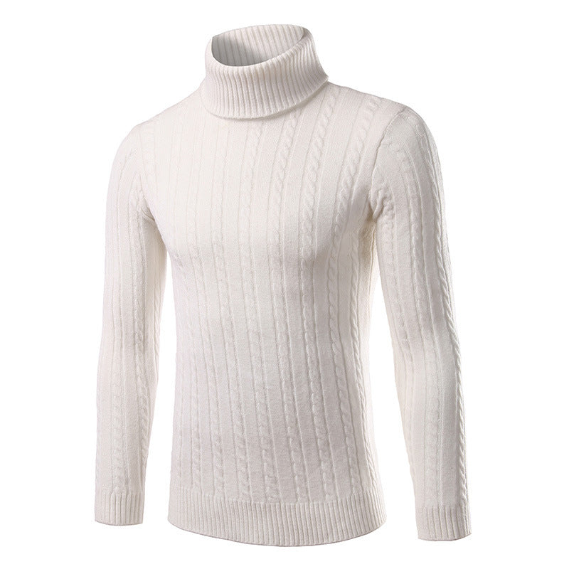 Herren Rollkragenpullover Zopfmuster Eleganz Schwarz