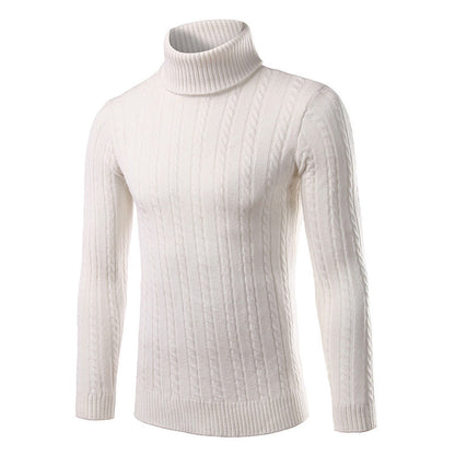 Herren Rollkragenpullover Zopfmuster Eleganz Schwarz