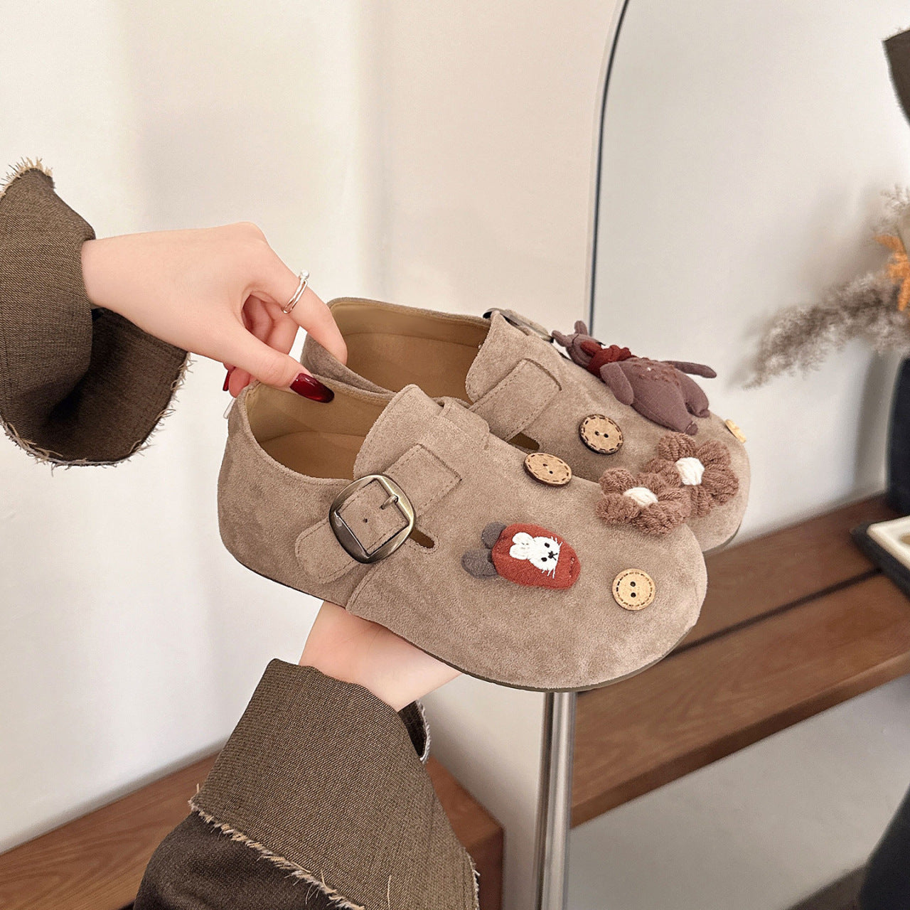 Damen Clogs Plüschig mit Tiermotiv