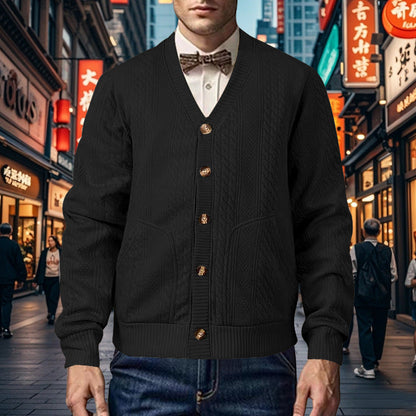 Herren Strickjacke Wabenmuster Modern mit Taschen