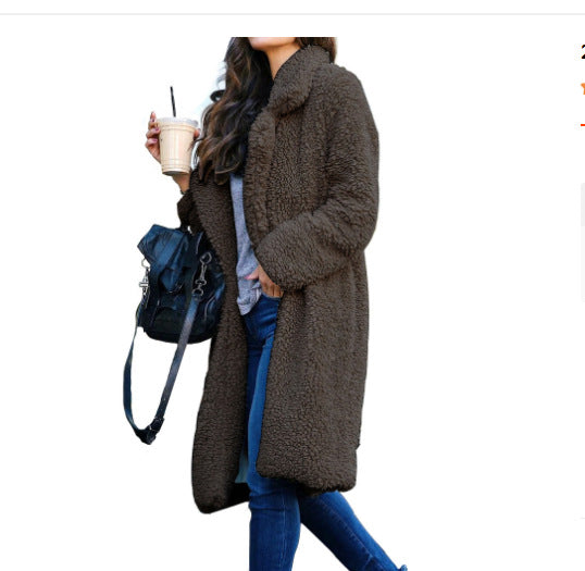 Damen Teddy-Mantel Weich Großzügig mit Taschen