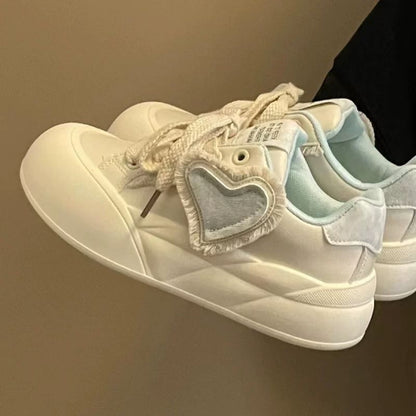 Damen Sneaker Weiß Herz Design Atmungsaktiv