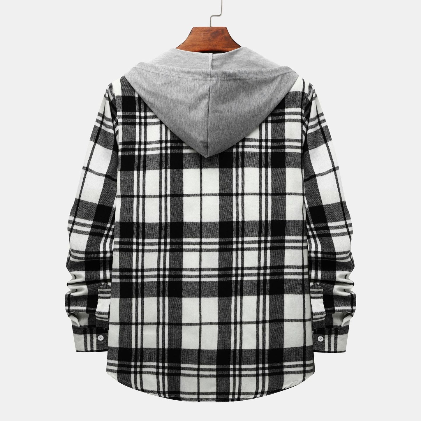 Herren Karohemdjacke Kapuze Modern Schnitt
