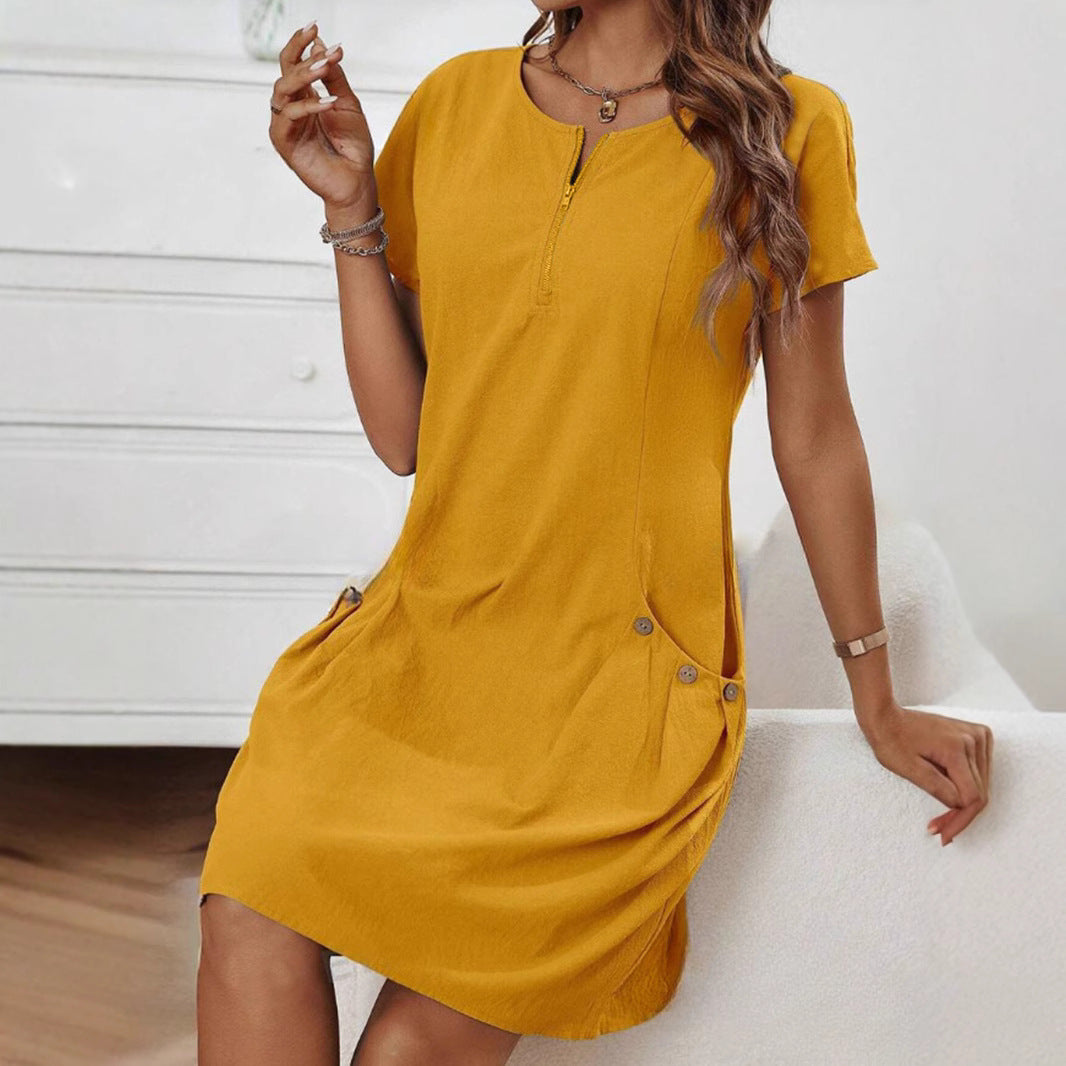 Damen Freizeitkleid mit Reißverschluss Bequem - BerlinGlamour