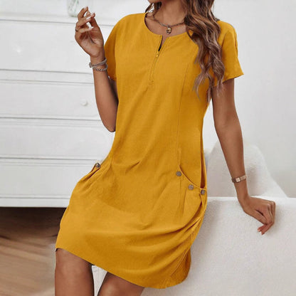 Damen Freizeitkleid mit Reißverschluss Bequem - BerlinGlamour