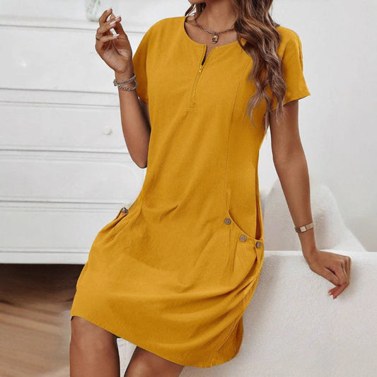 Damen Freizeitkleid mit Reißverschluss Bequem - BerlinGlamour