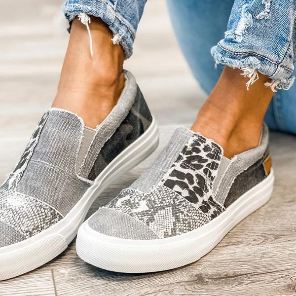 Damen Sneaker Slip-On Muster Mix Farben Trendy