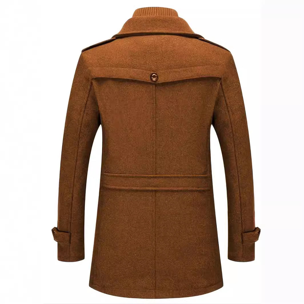 Herren Wollmantel Eleganter Wintermantel Mit Abnehmbarer Kapuze