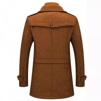 Herren Wollmantel Eleganter Wintermantel Mit Abnehmbarer Kapuze