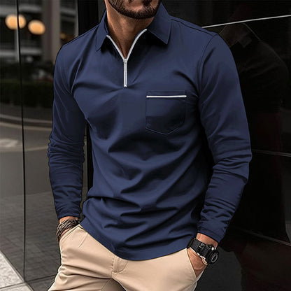 Herren Langarmshirt Modern mit Reißverschluss-details
