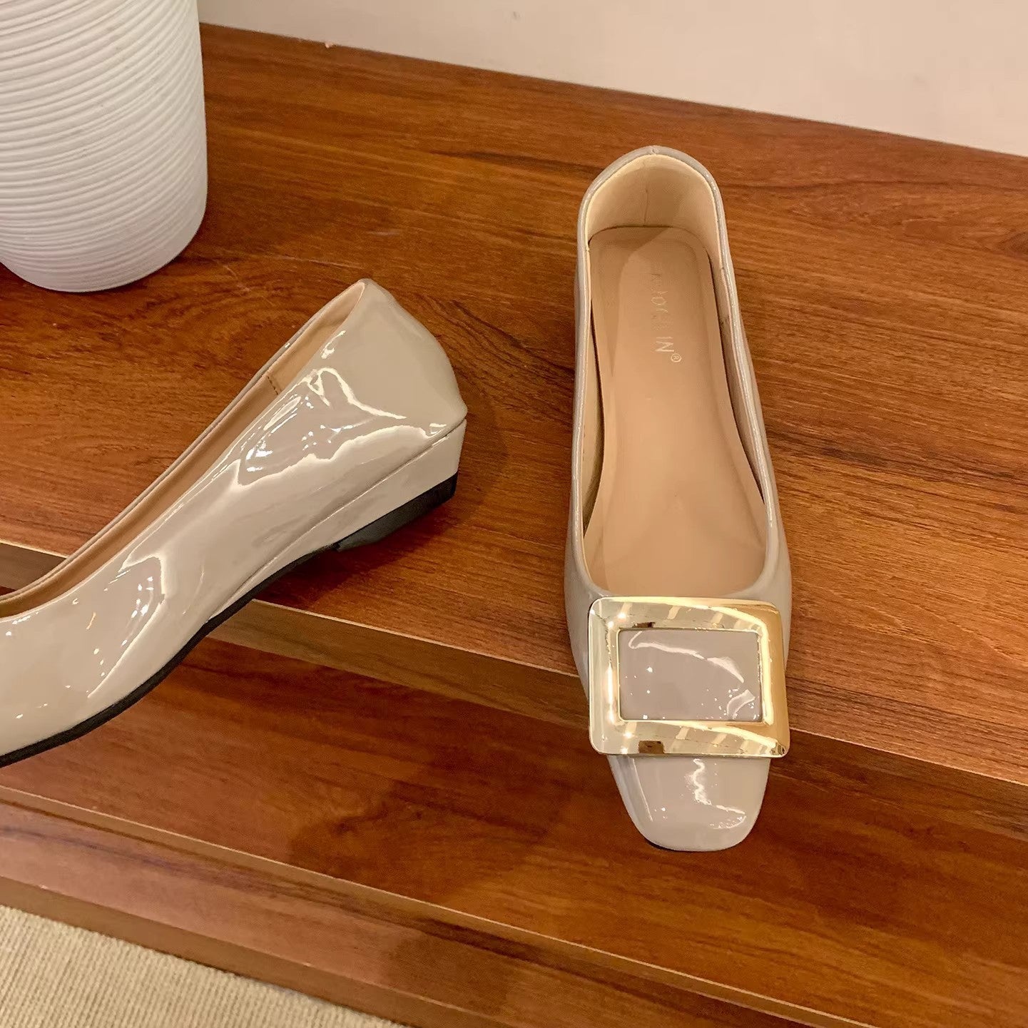 Damen Ballerinas Elegante Schuhe mit Schnallenverschluss