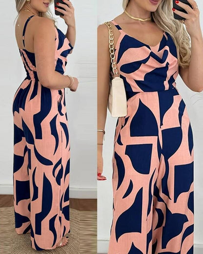 Eleganter Damen Jumpsuit Blumenmuster Fließend Modern