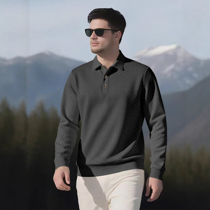 Herren Pullover Langarm Modern mit Knopfleiste