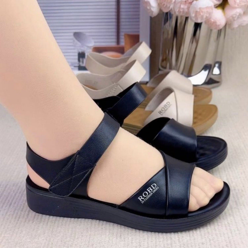 Damen Sandalen Komfort Breiter Riemen Bequem Sommer