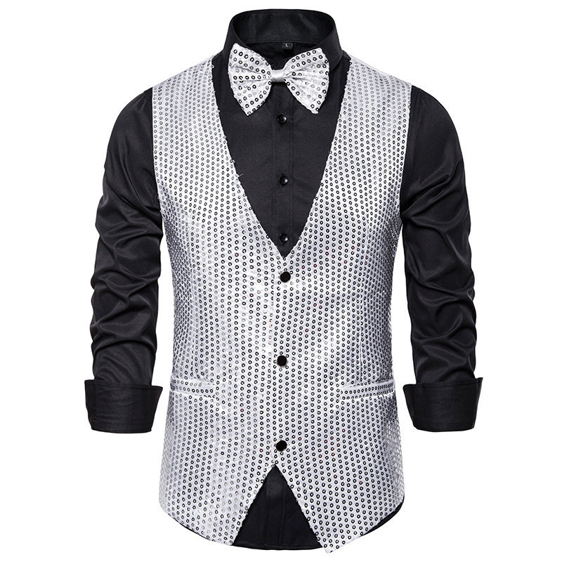 Herren Smoking Anzug Weste Set Elegant Schwarz