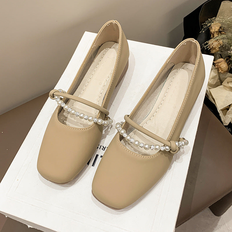 Damen Ballerinas Elegant Perlen Schuhe Komfort
