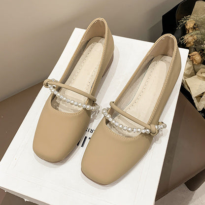 Damen Ballerinas Elegant Perlen Schuhe Komfort