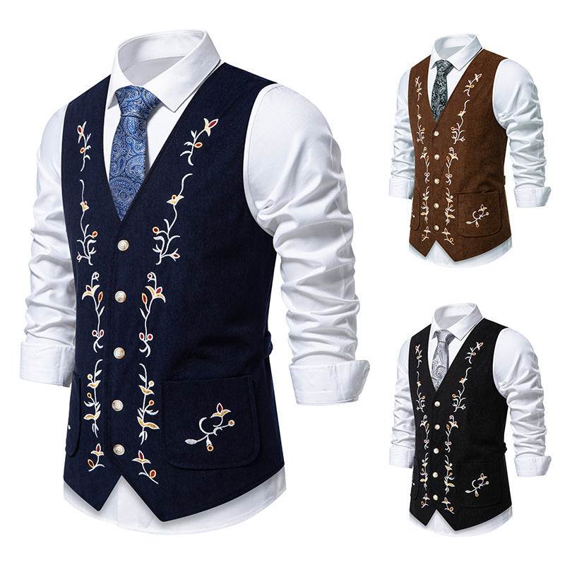 Herren Weste Elegant Floral Stickdesign Modern
