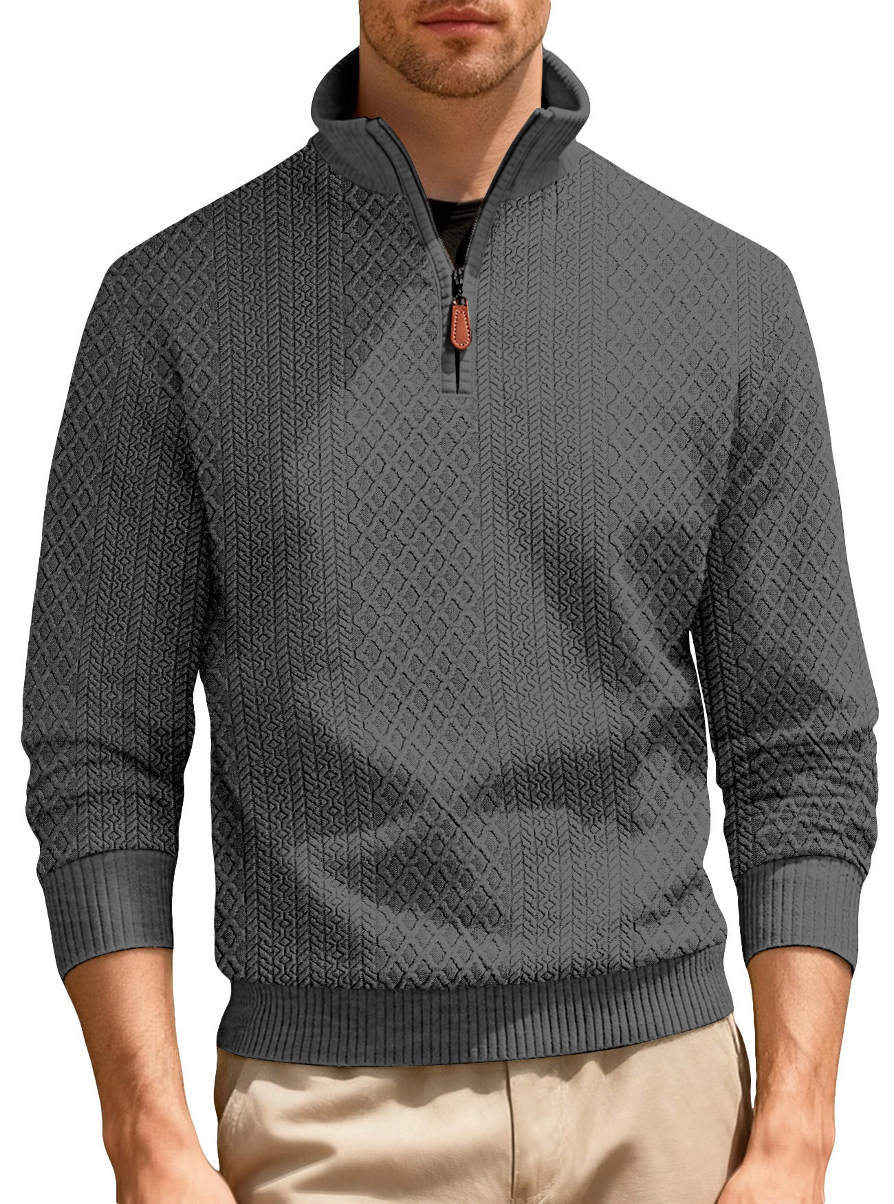 Herren Pullover Lässig Stehkragen Strick Qualität