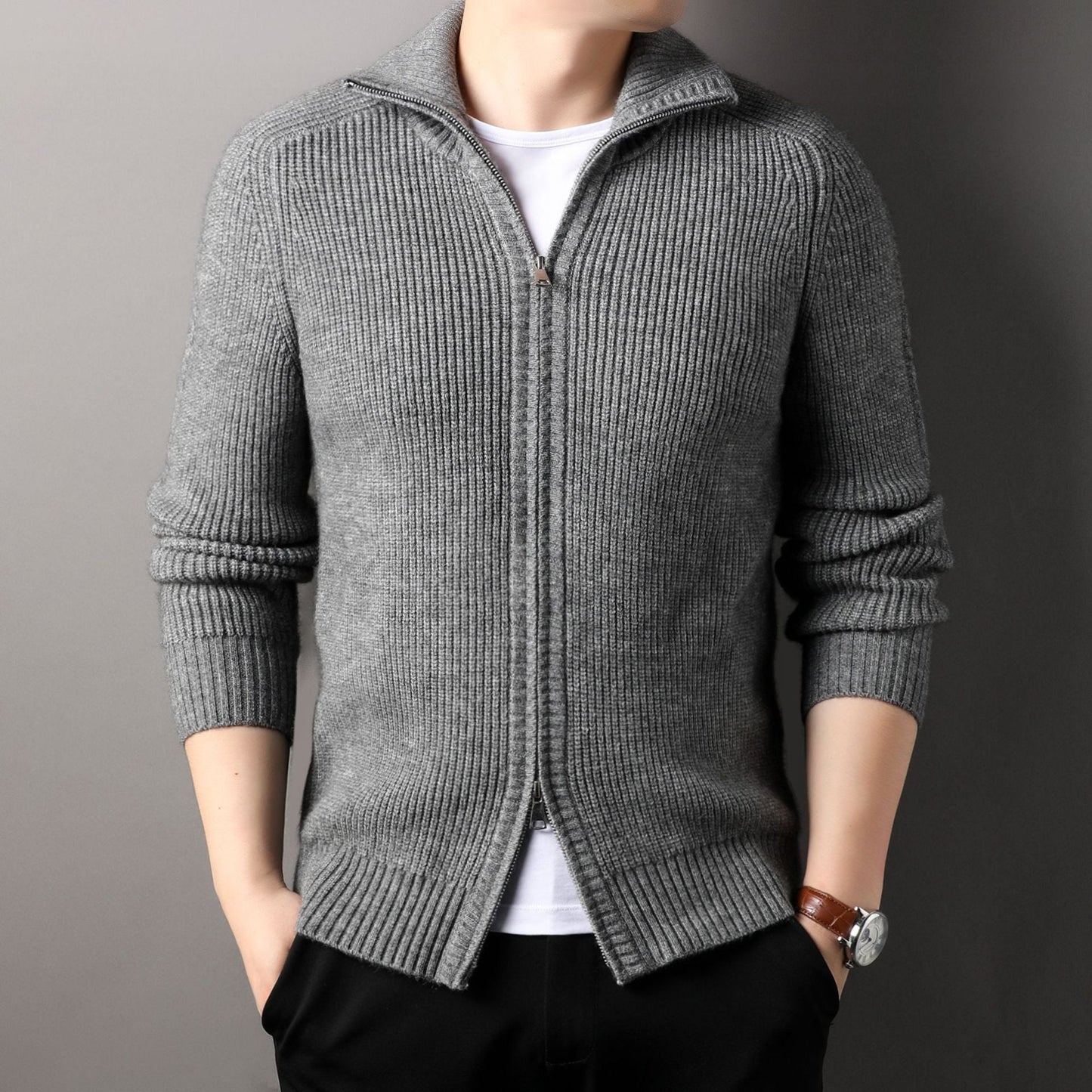 Herren Pullover Stehkragen Modern Wolle Qualität
