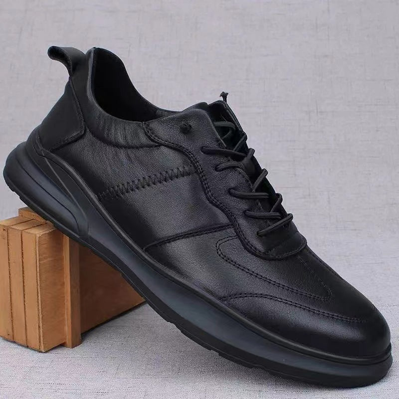Damen Sneaker Sportlich Leder Laufsohle Rutschfest