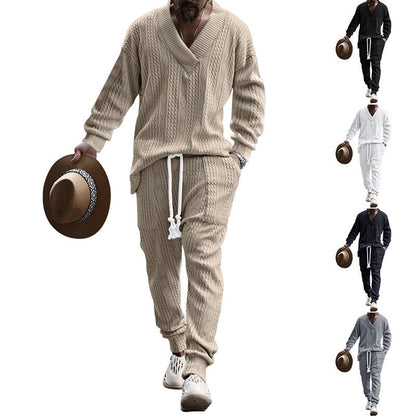 Herren Strickoutfit V-Ausschnitt Elastisch Bequem - BerlinGlamour