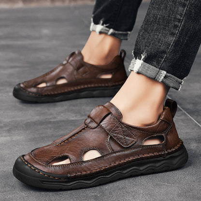 Damen Leder-Sandalen Bequem Verstellbar Rutschfest