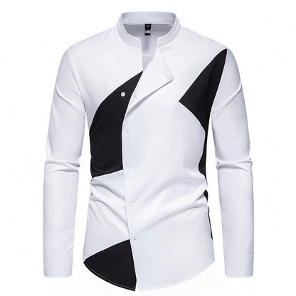 Herren Hemd Asymmetrisch Farbblock Modern Designer