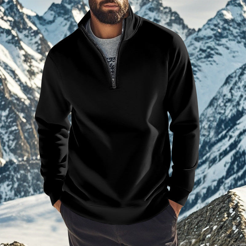 Herren Pullover Stehkragen Halb-Reißverschluss Modern
