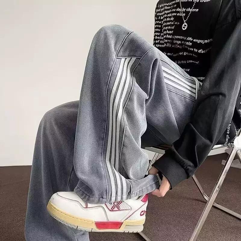 Herren Jeanshose Weit Bequem Mit Seitenstreifen