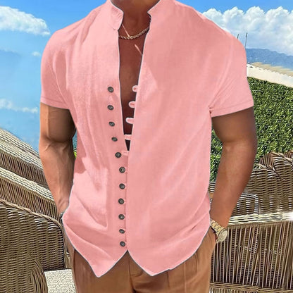 Herren Kurzarm-Hemd Modern mit Knöpfen Slim Fit
