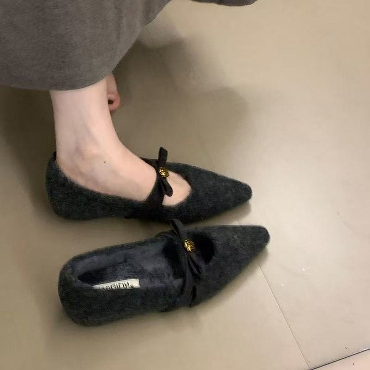 Damen Ballerinas Elegante Schleifen Detail Weich