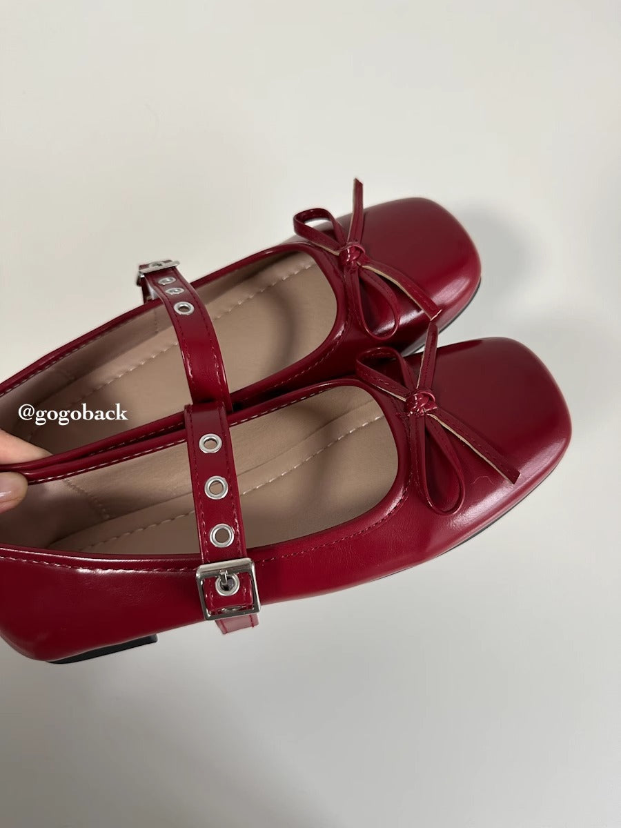 Damen Ballerinas Schleifen Dekor Riemen Verstellbar