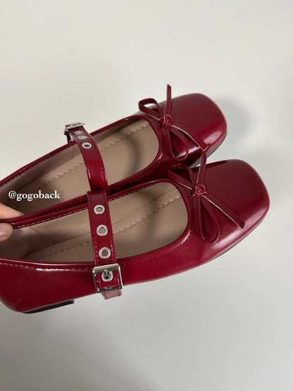 Damen Ballerinas Schleifen Dekor Riemen Verstellbar