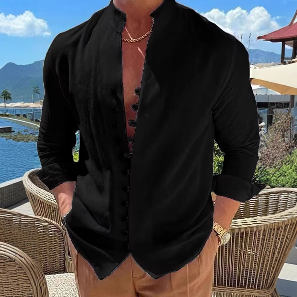 Herren Hemd aus Baumwolle Stehkragen Modern Berlin Style
