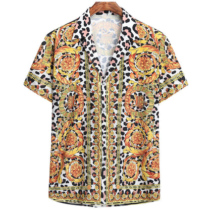 Herren Kurzarmhemd Modern mit buntem Druck und stylischem Design - BerlinGlamour
