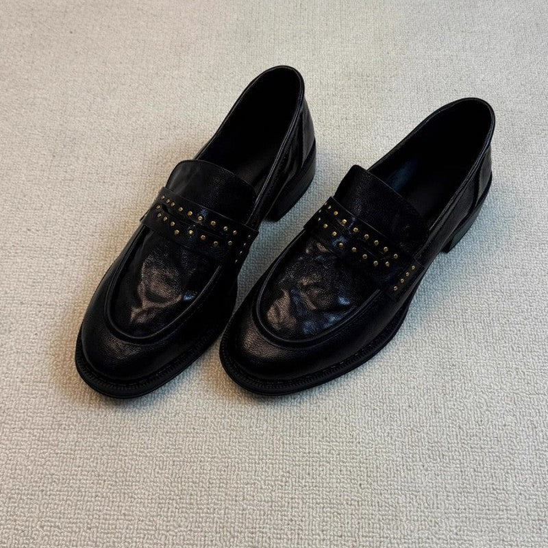 Damen Mokassins Elegant Nieten Schuhe Modisch