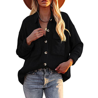 Damen Strickjacke Lässig mit Knöpfen und Taschen