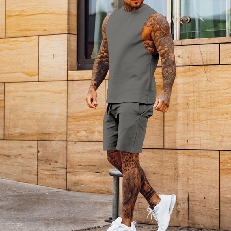 Herren Sportset Tanktop und Shorts Elastischer Bund Sportlich