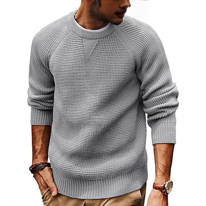 Herren Strickpullover Klassisch mit Muster Grau