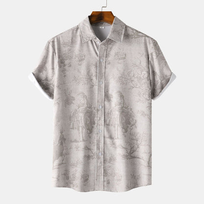 Herren Kurzarmhemd Modern mit Kunstdruck und Bequemer Passform - BerlinGlamour