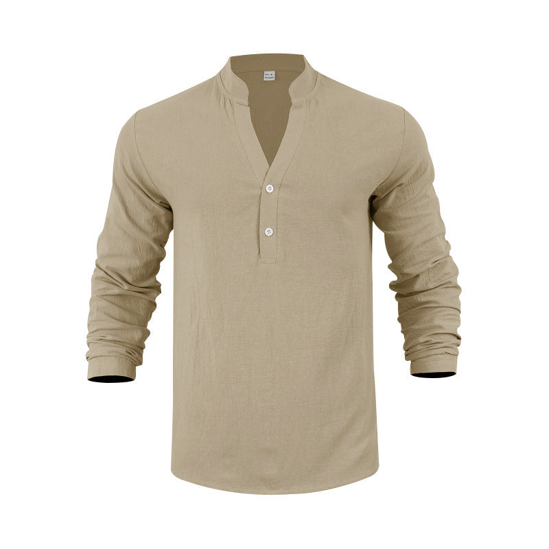 Herren Henley-Shirt Langarm Modern Knopf-Details Trendy